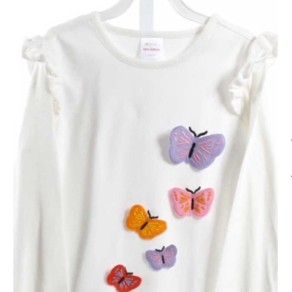Hanna Andersson White Top with Vibrant Butterfly Design